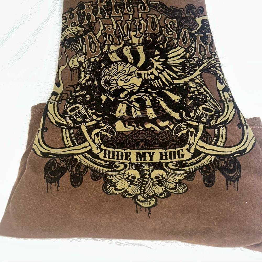 Harley Davidson Brown Graphic T-Shirt